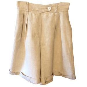 80s Liz Claiborne Slubbed Linen Shorts, Size 12